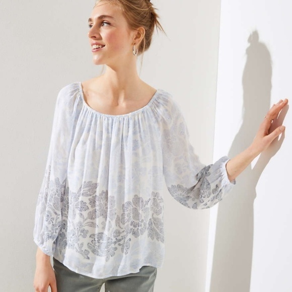Loft Floral Ombre Blouse Sz L - Picture 1 of 8